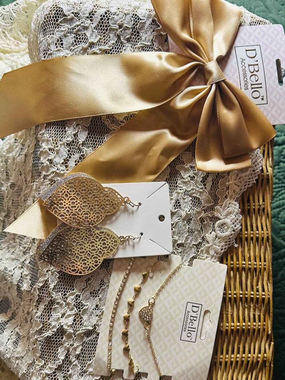 Glam Gold Accessory Bundle: Statement Earrings, Layered anklets & bow